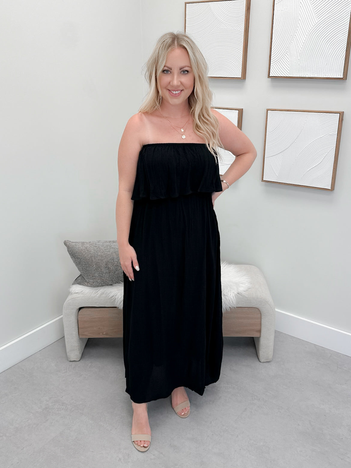 Dresden Strapless Dress in Black