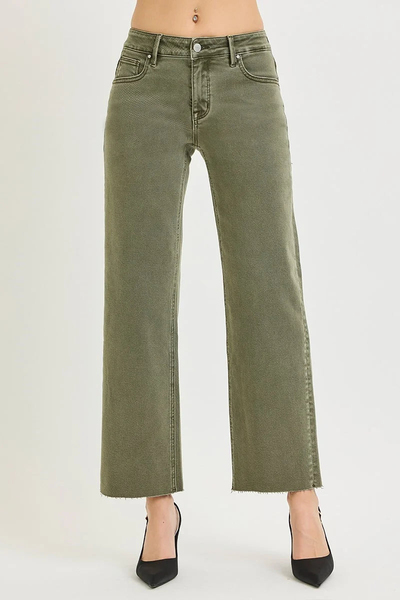 Leset Mid Rise Tummy Control Jeans in Burnt Olive