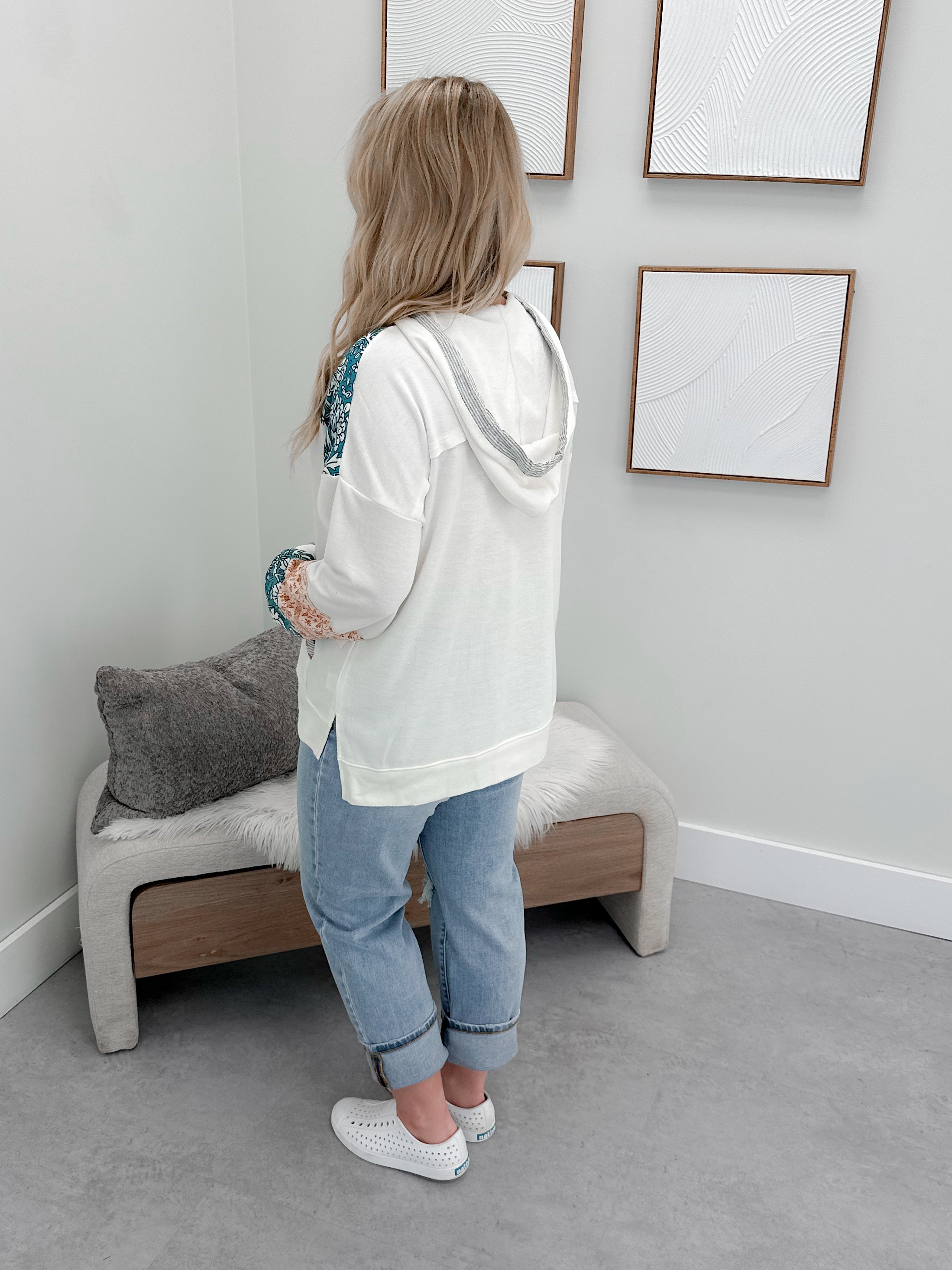 Patchwork Hoodie in Ivory