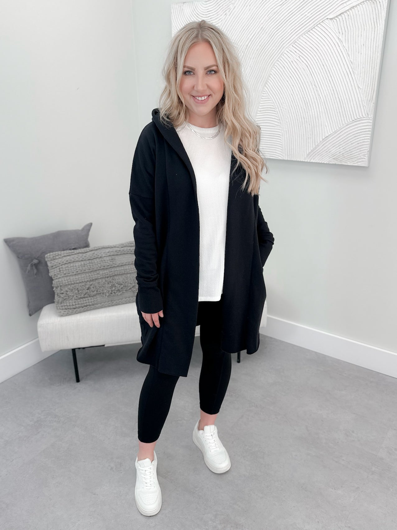 Hopeful Hooded Cardigan in Black