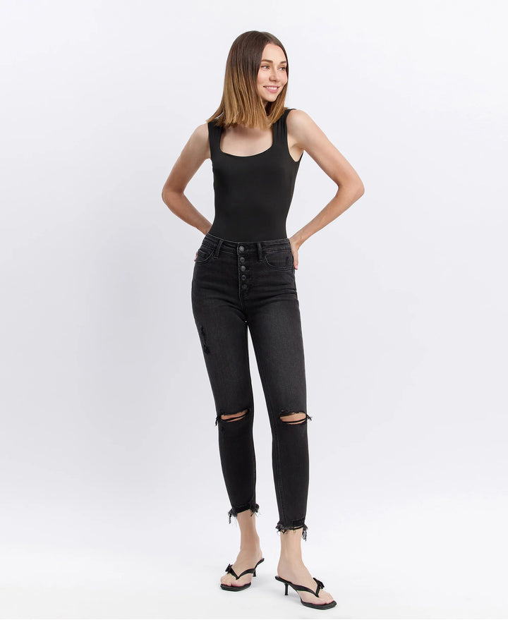 Minet Button Fly Skinny Jeans by Vervet