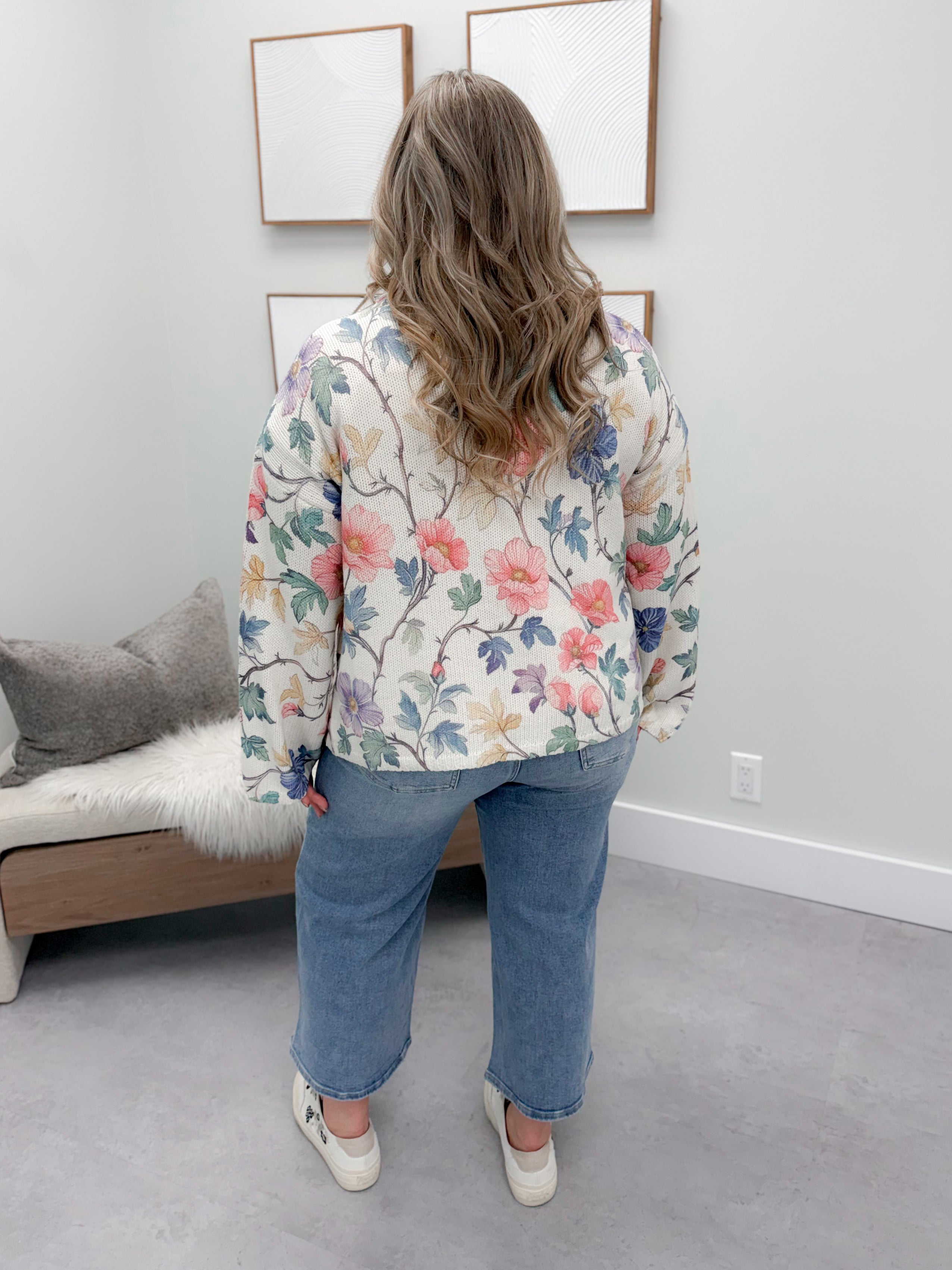 Blooms Cardigan in Cream by POL