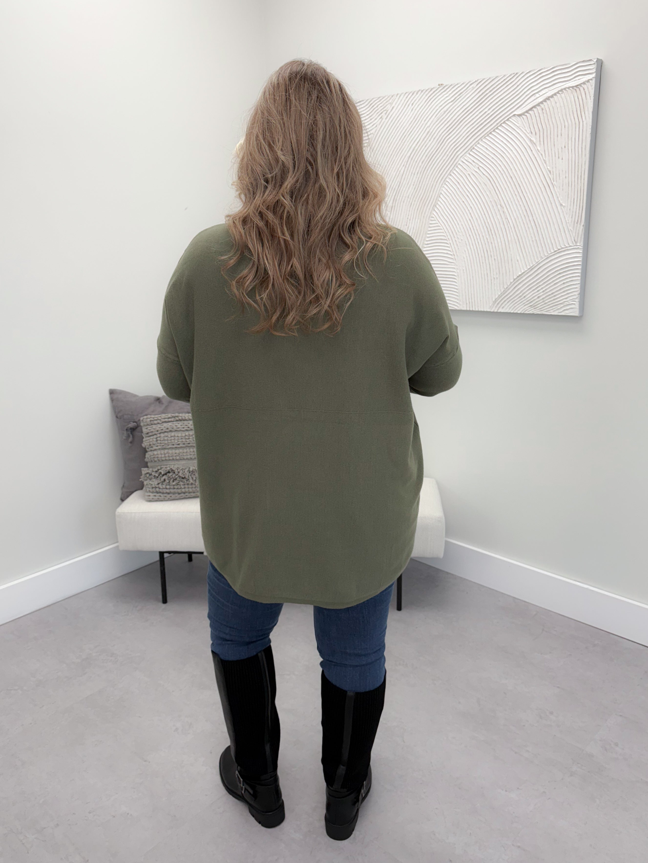 229 Pocket Sweater in Moss by Twenty Nine The Label