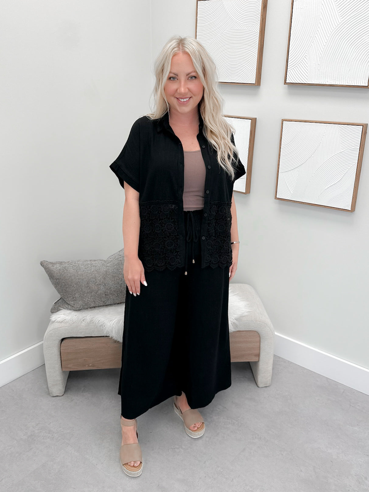 Liora Button Up Top in Black
