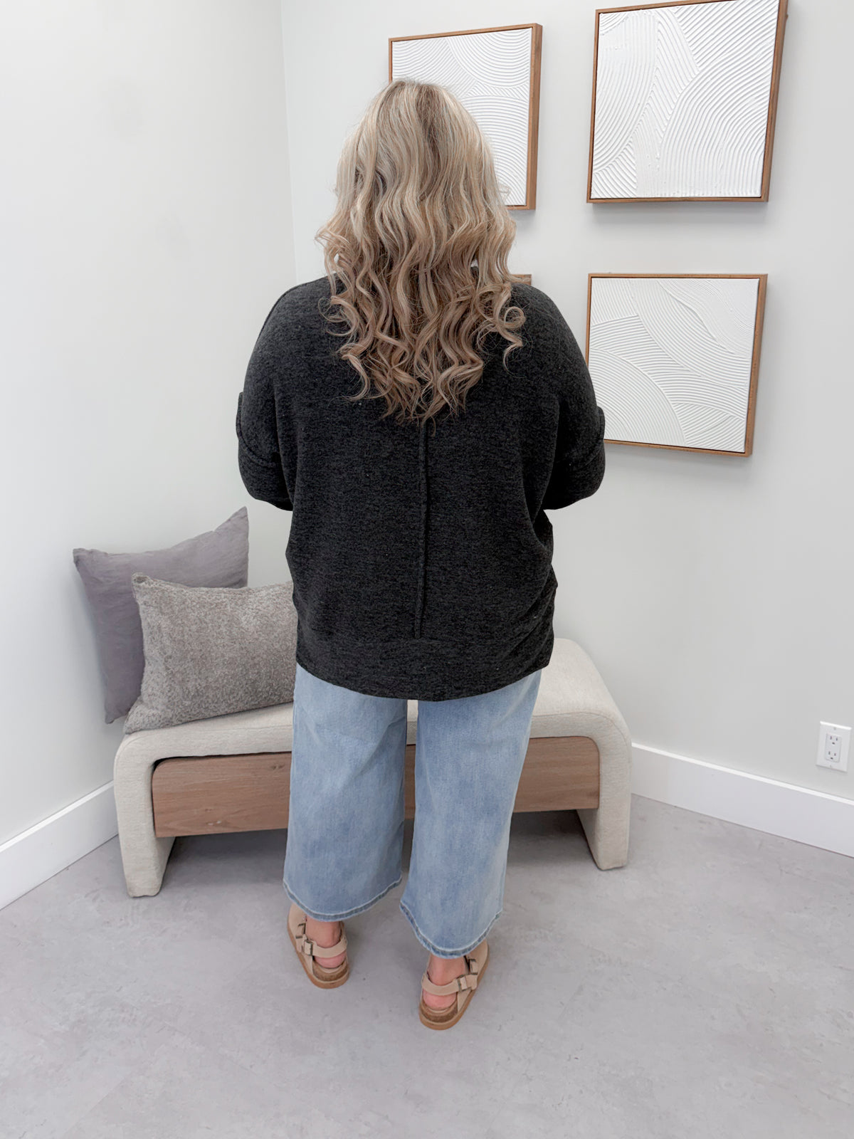 Denton Brushed Pullover in Charcoal