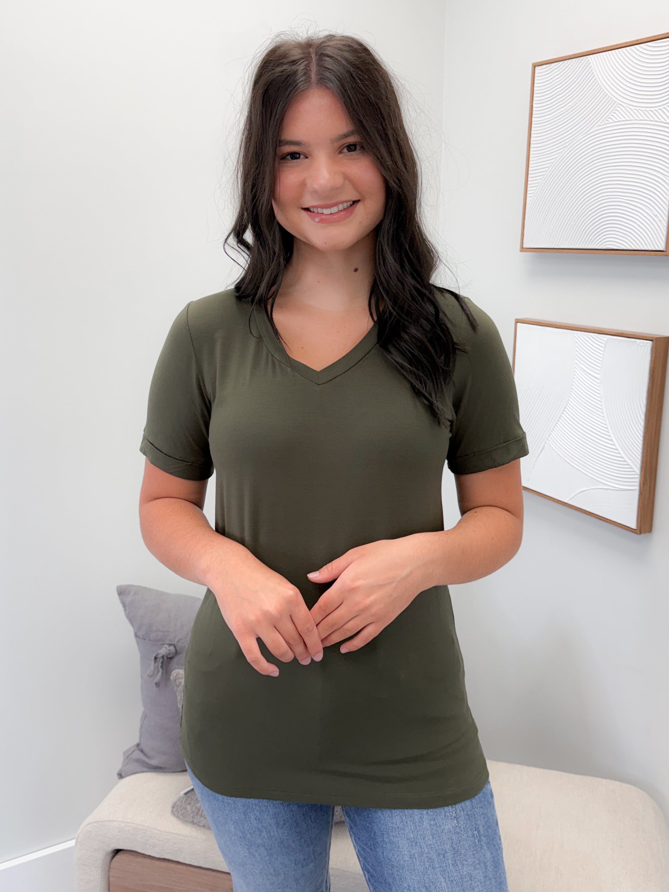 Coralie Tee in Dark Olive