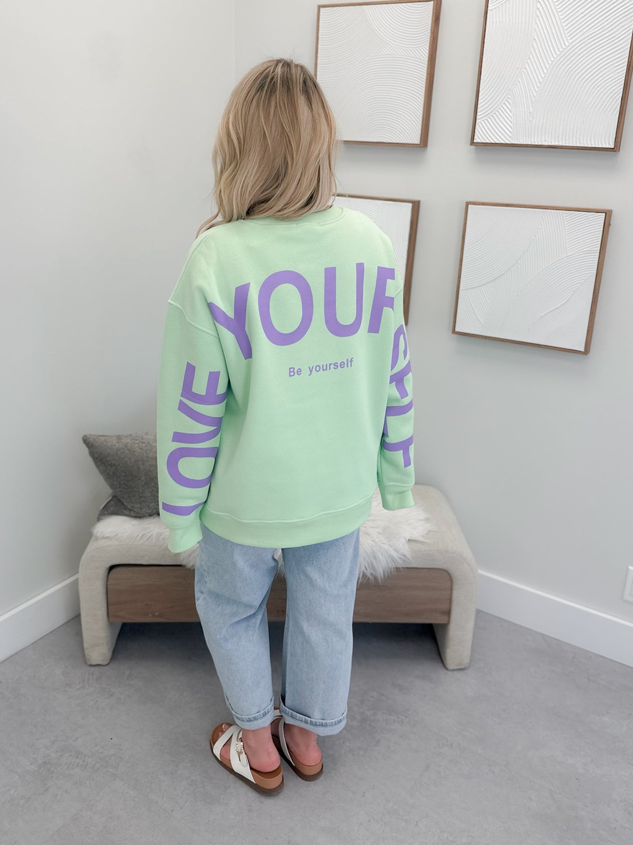 Love Yourself Pullover in Mint