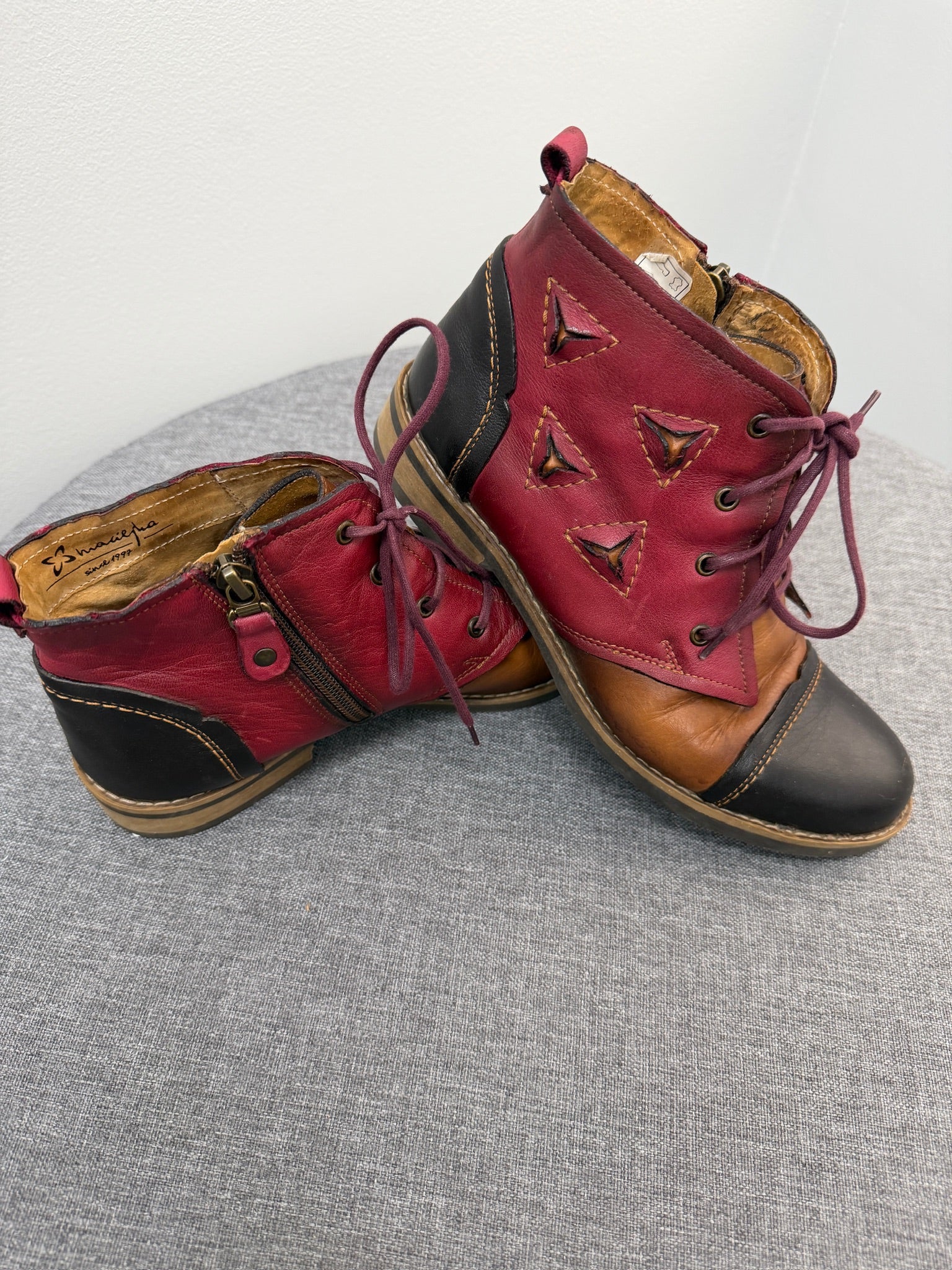 #225- Euro Leather Boots Size 37