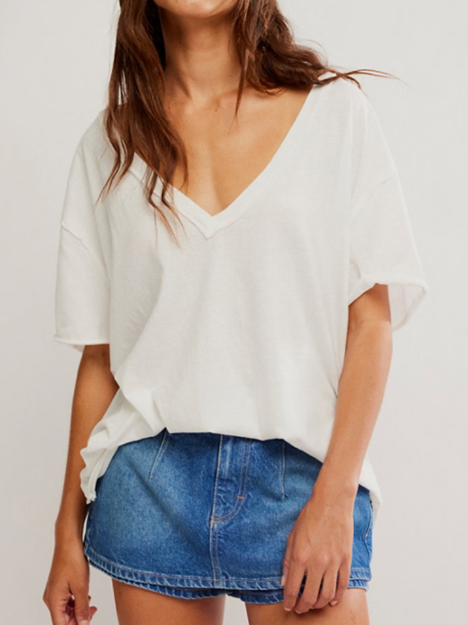 Nina V-Neck Tee in Ivory by Free People