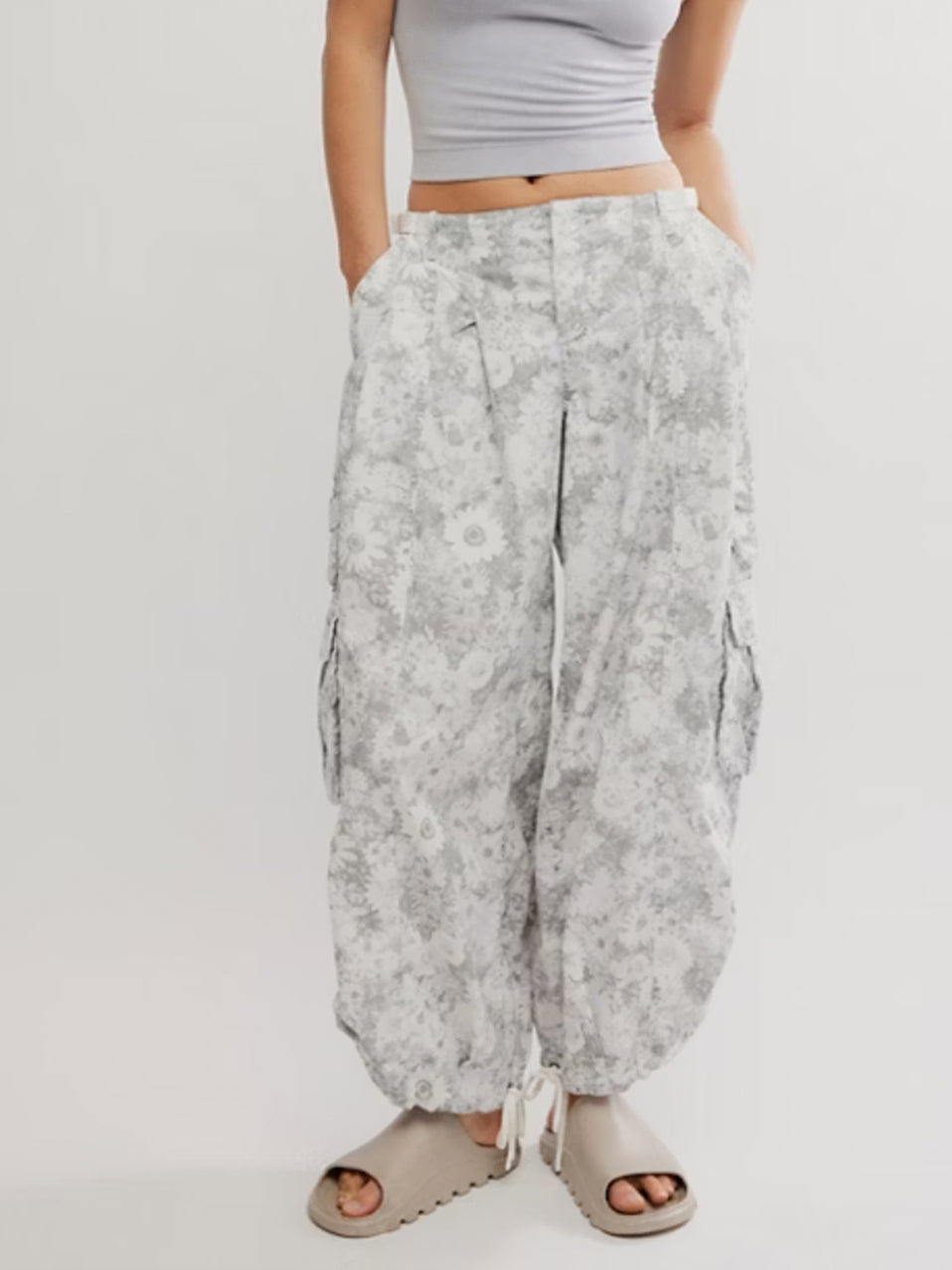 Charmer Printed Utility Pants in Camo Floral/Ivory by Free People