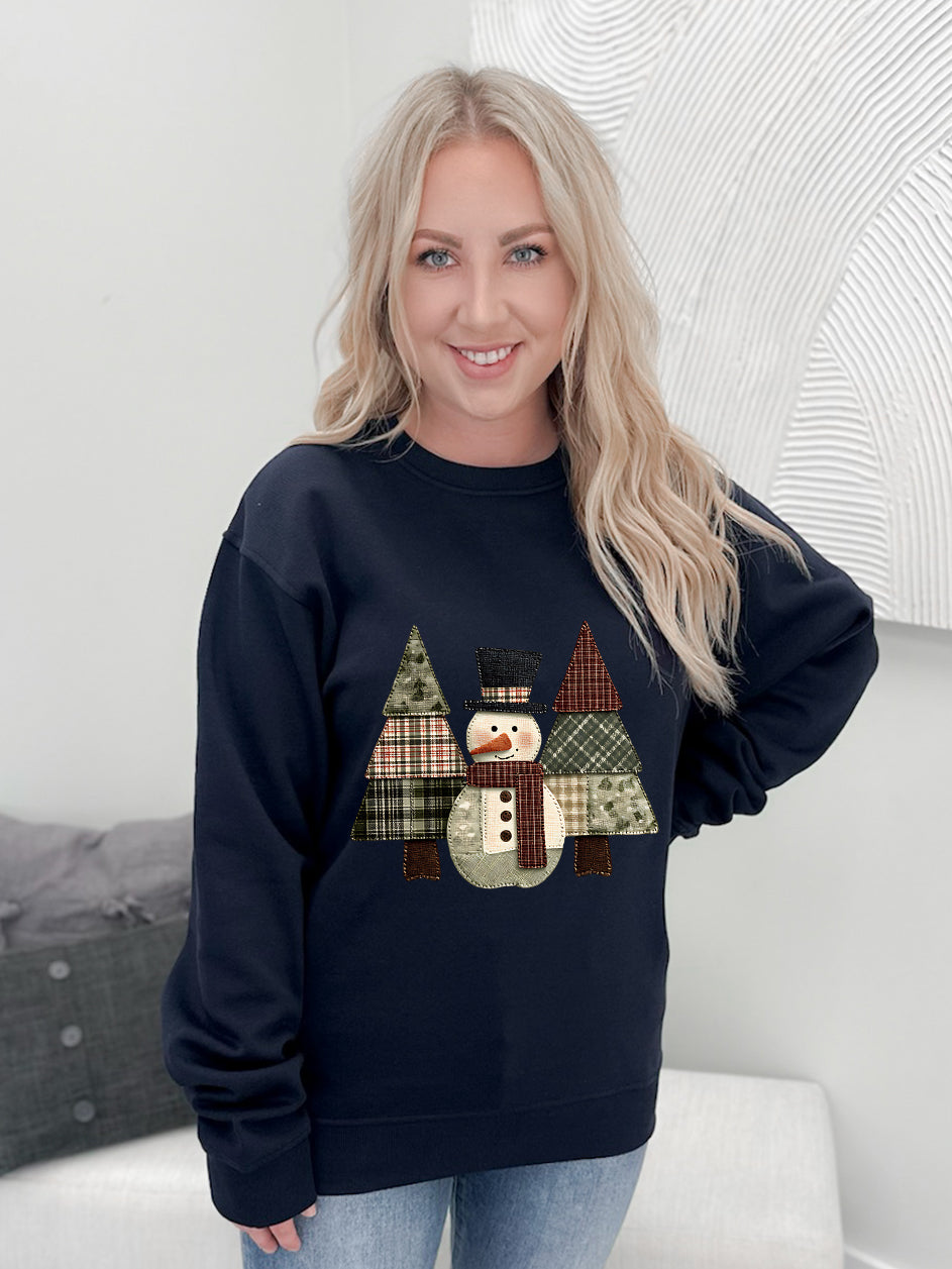 Patch Work Snowman Graphix Pullover / Hoodie