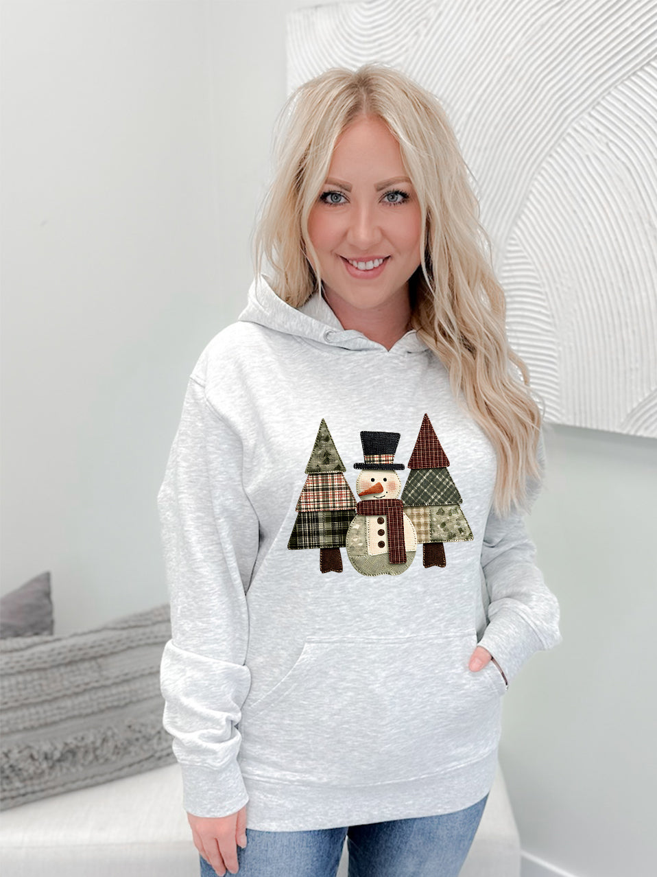 Patch Work Snowman Graphix Pullover / Hoodie