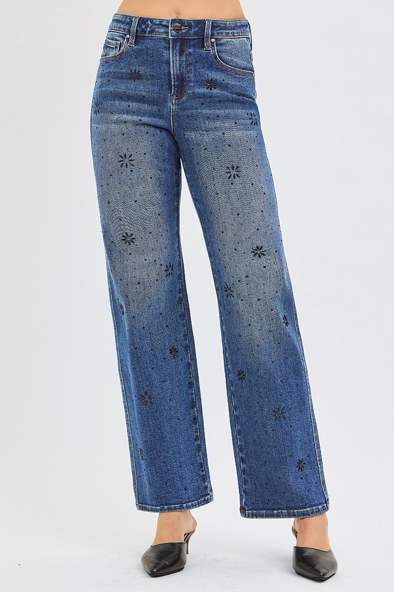 Ebony Embellished High Rise Jeans by Risen