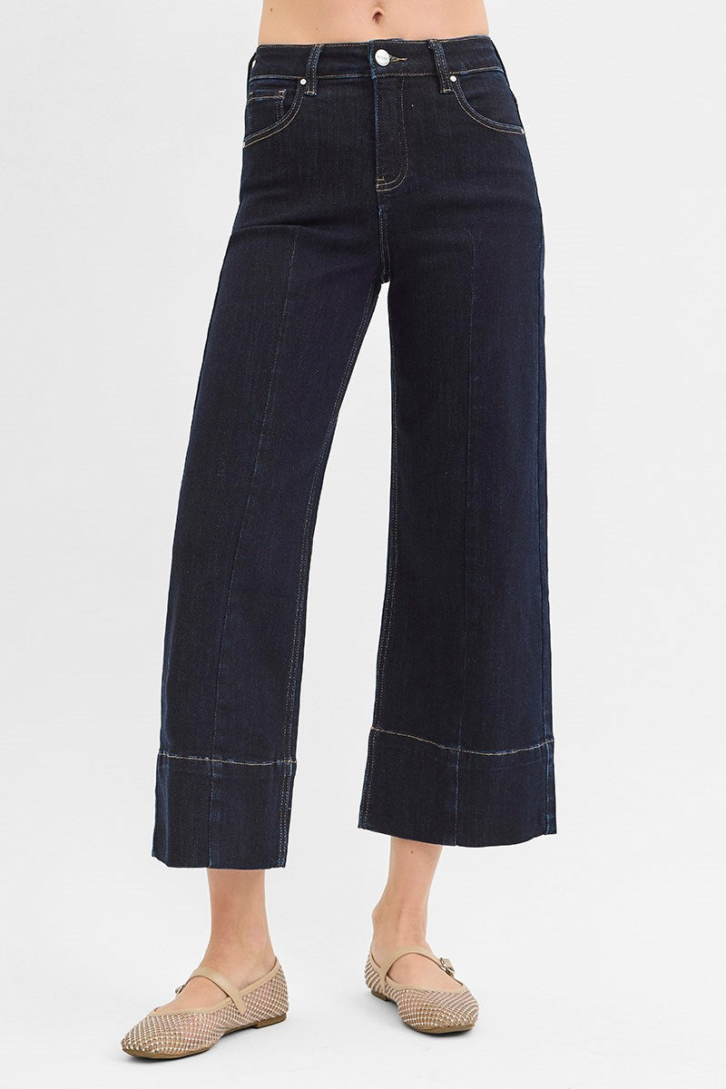 Sybil Tummy Control Cropped Wide Leg Jeans by Risen