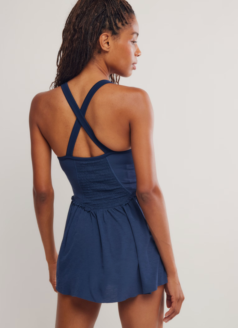 Smocking Hot Dress in Midnight Navy by Free People
