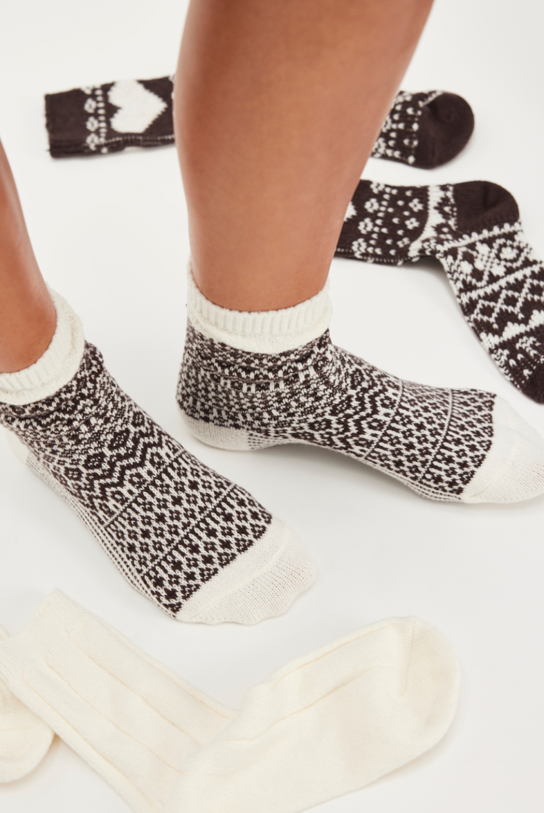 Nordic Knit Sock Bundle in Brown by Free People