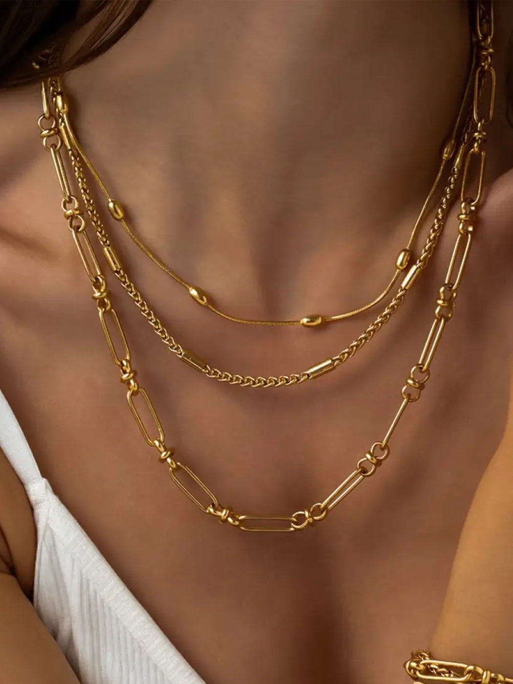 Tayla Waterproof Stainless Steel Chain Necklace in Gold
