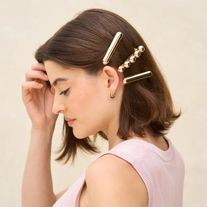 Gold Metal Barrettes by Kitsch