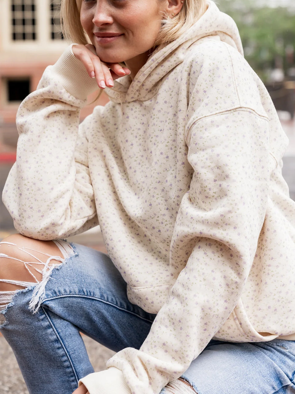 Comfort Zone Hoodie in Ditsy Darling by Ampersand Avenue