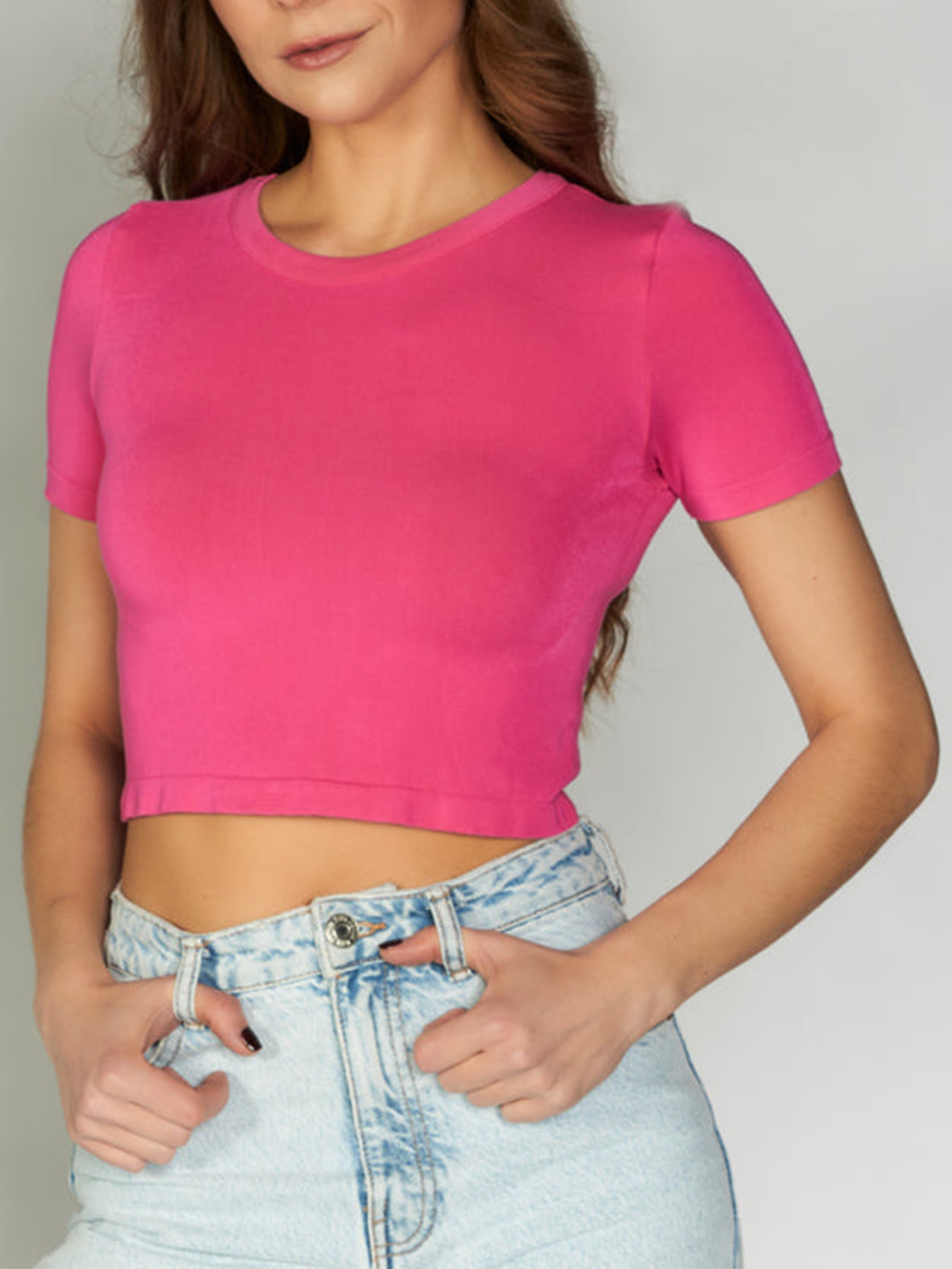 Bamboo Short Sleeve Crop Top by C'est Moi
