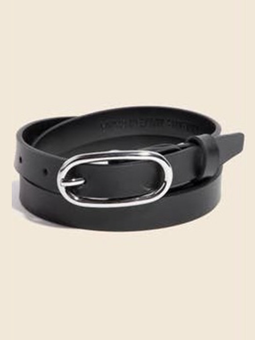 Skinny Black Belt With Silver Buckle