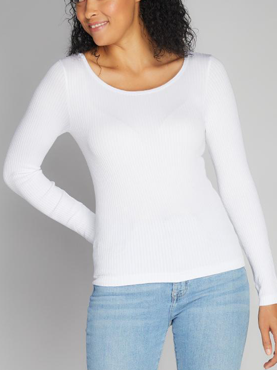 Seamless Rib Long Sleeve Crew Neck by C'est Moi