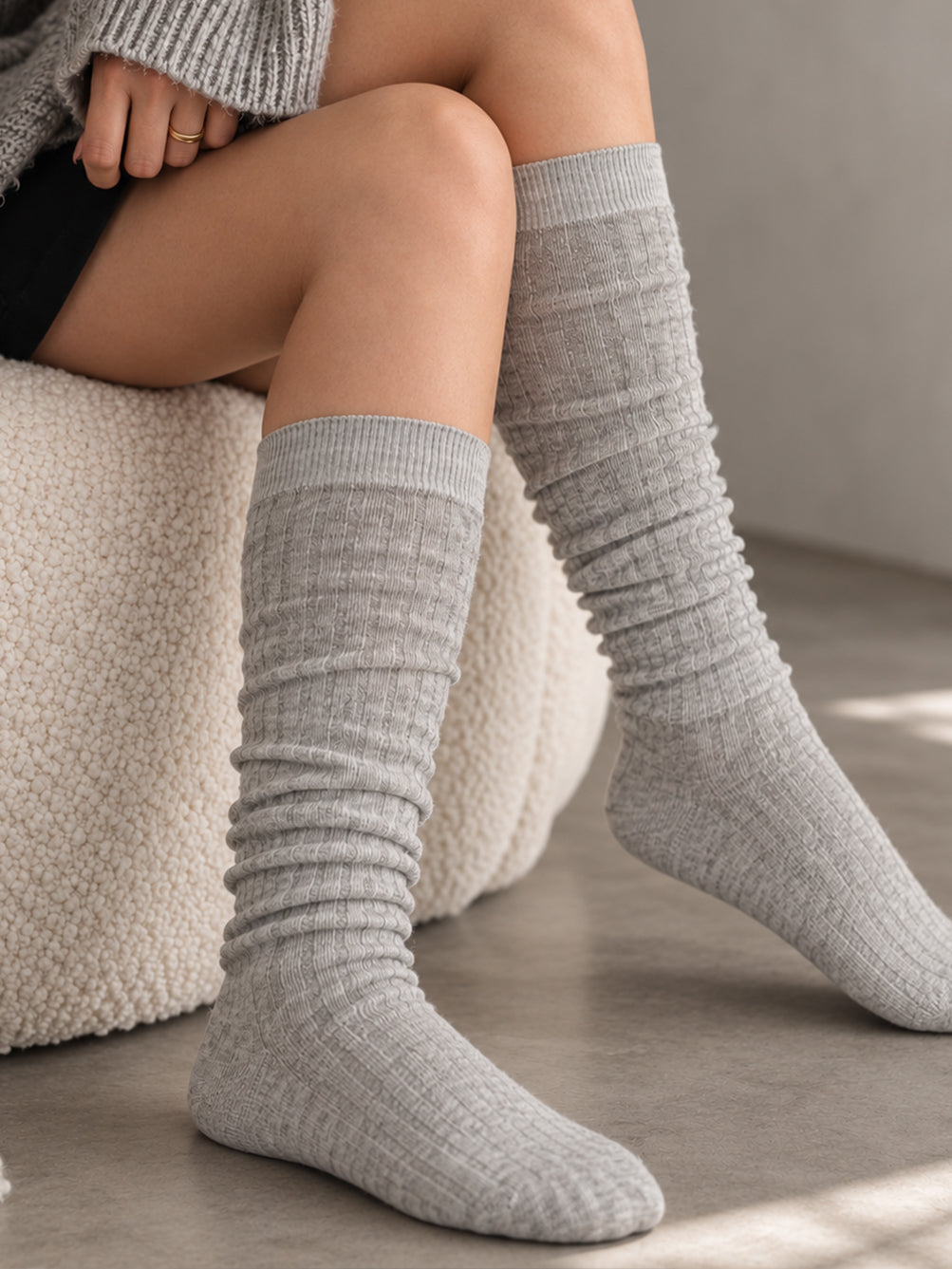 Ribbed Knee-High Socks