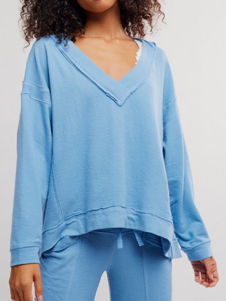 Staycation Pullover in Blissful Blue by Free People