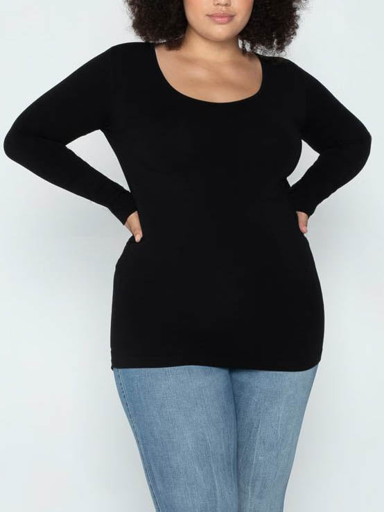 Curvy Bamboo Scoop Long Sleeve by C'est Moi