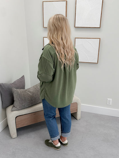 Vesta Shacket in Olive