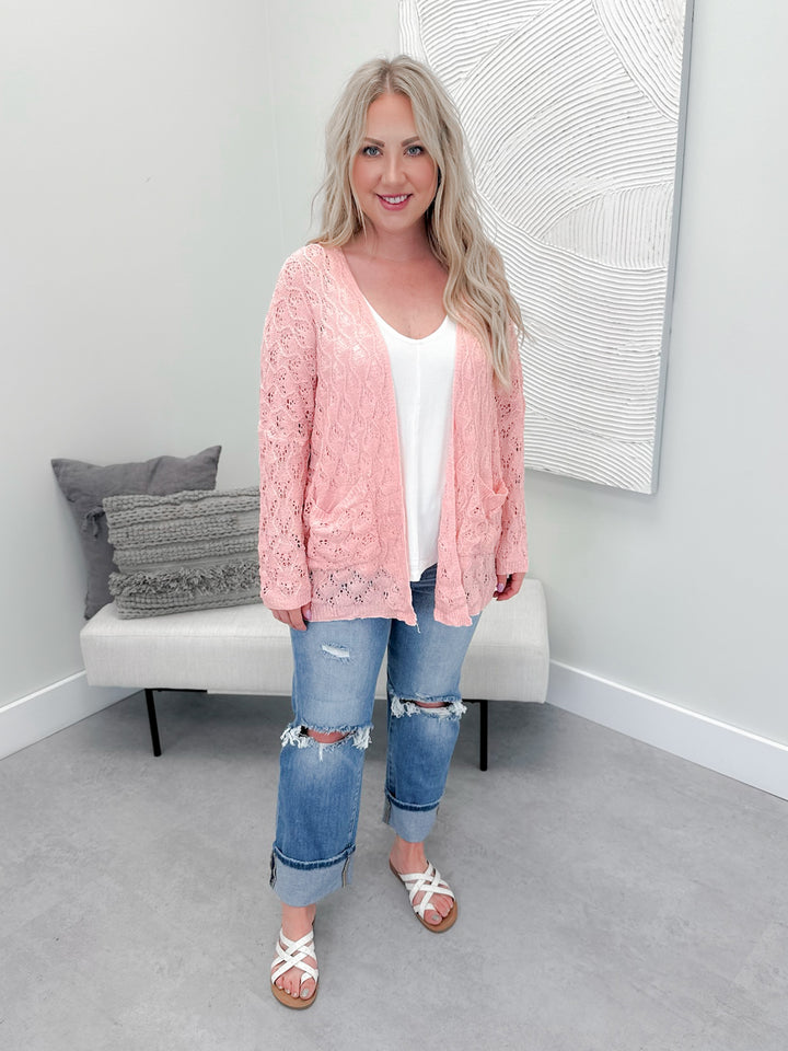 Azalea Crochet Cardi in Pink