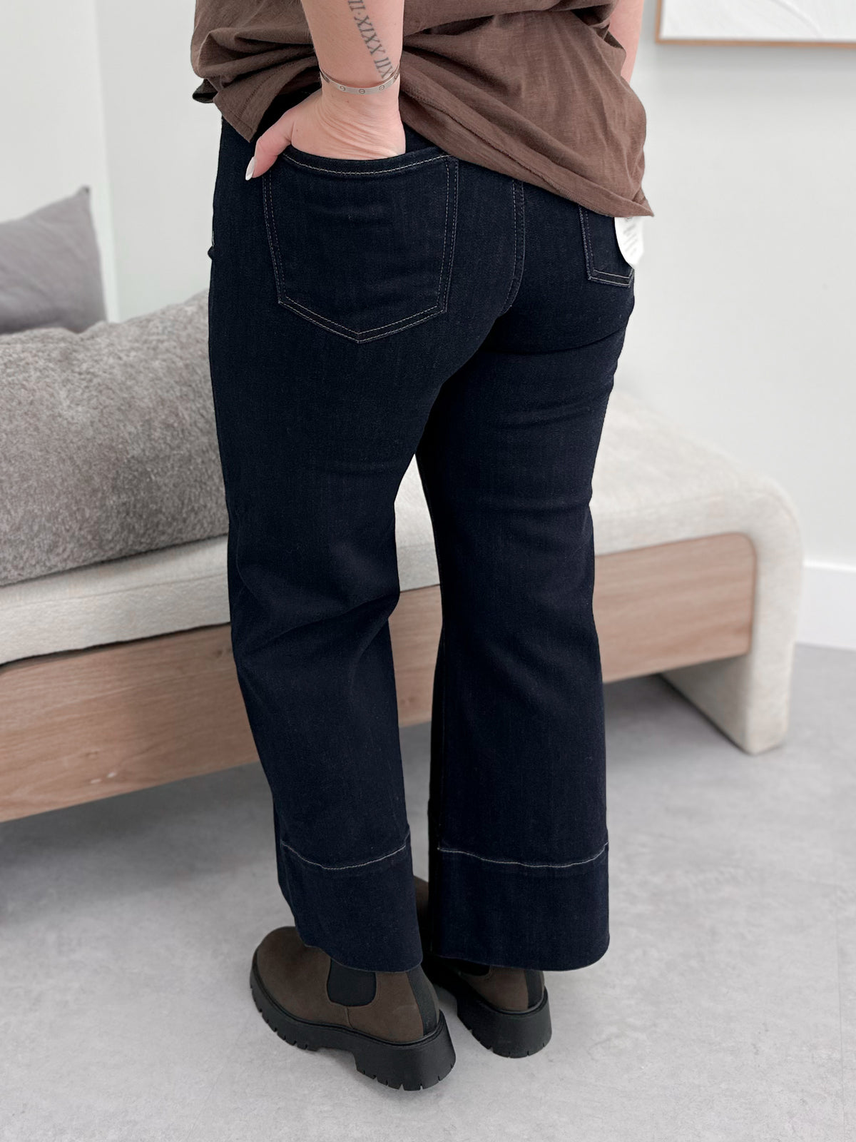 Sybil Tummy Control Cropped Wide Leg Jeans by Risen