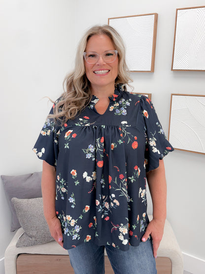 Macey Blouse in Navy