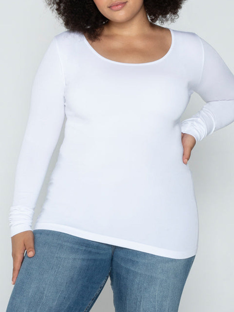 Curvy Bamboo Scoop Long Sleeve by C'est Moi