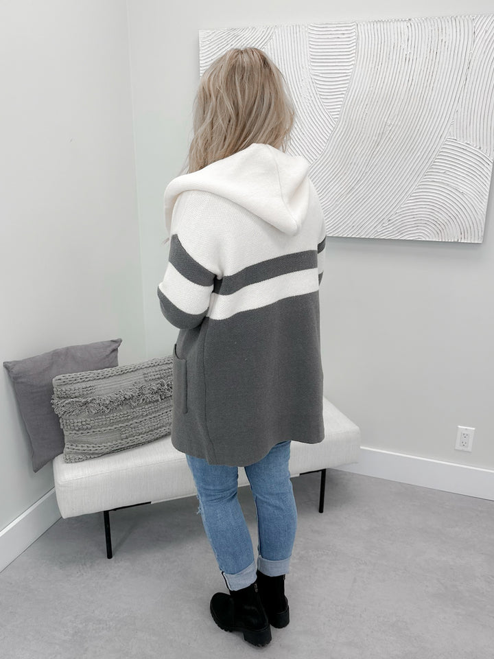 Celine Hooded Coatigan in Grey