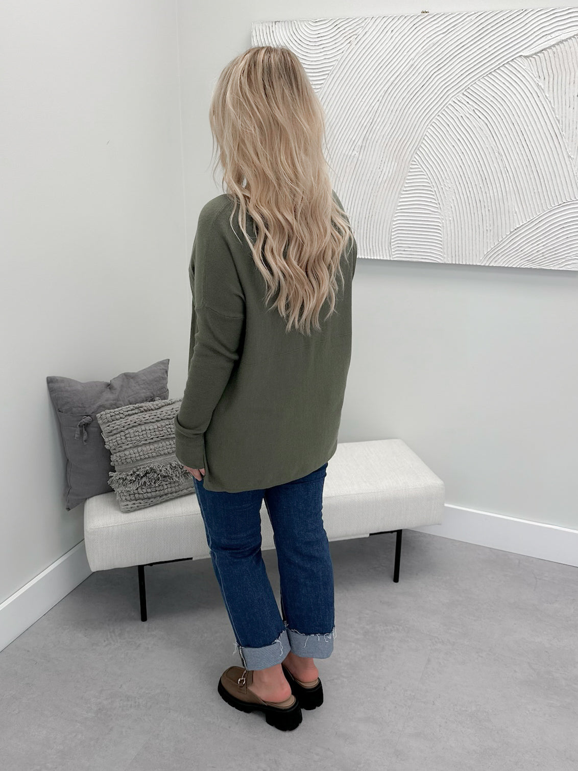 229 Pocket Sweater in Moss by Twenty Nine The Label