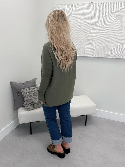 229 Pocket Sweater in Moss by Twenty Nine The Label