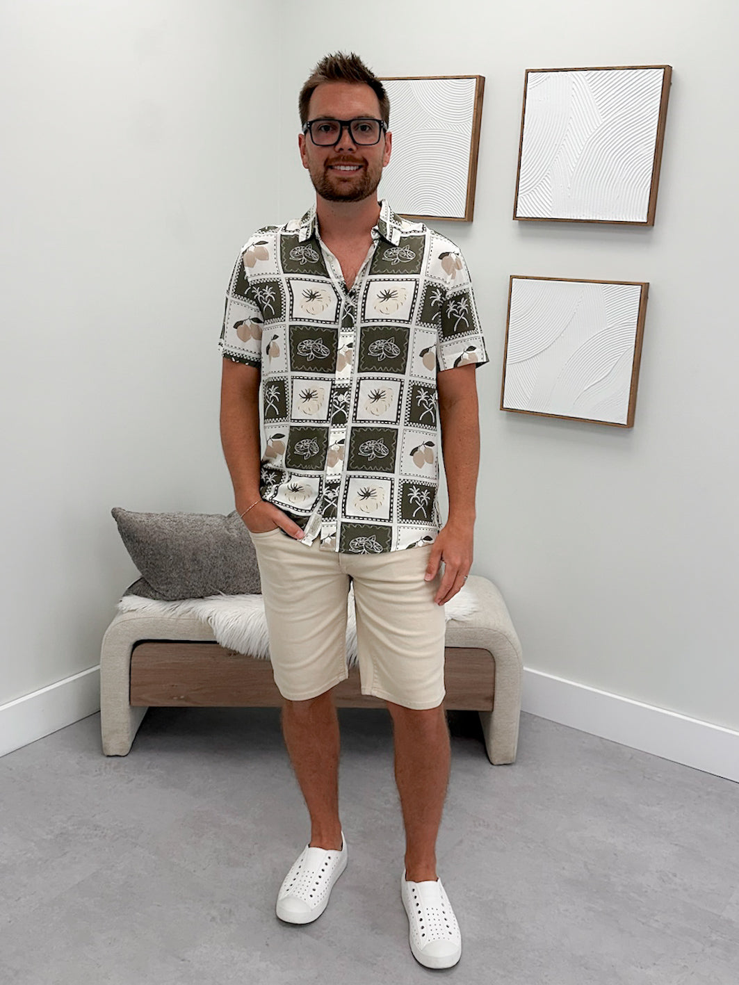 Mens Cal Button Up in Olive