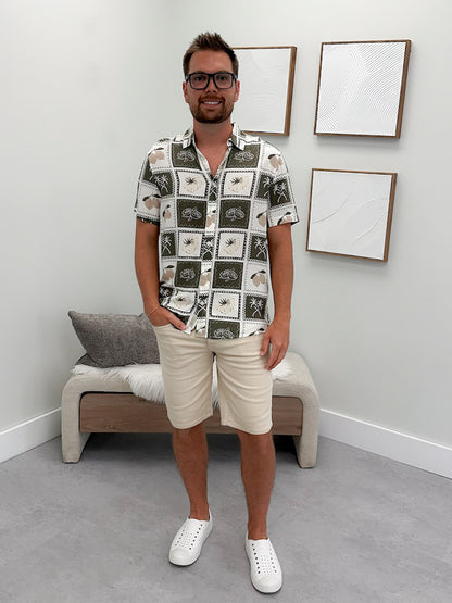 Mens Cal Button Up in Olive