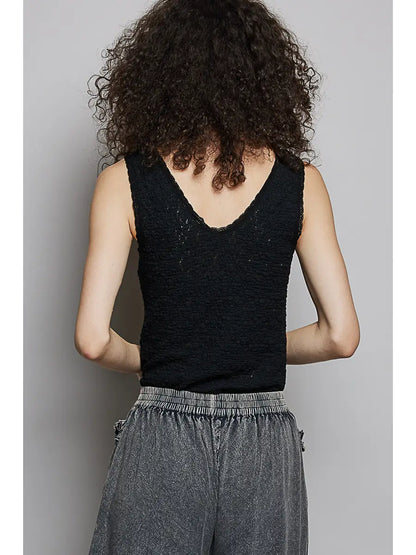 Rowan Lace Tank in Black by Pol - L/O Small