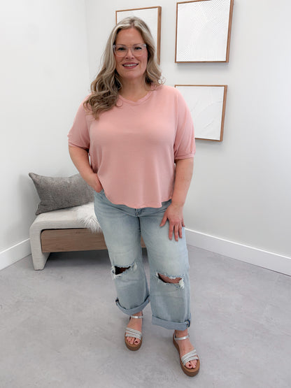 Taz Waffle Tee in Rose