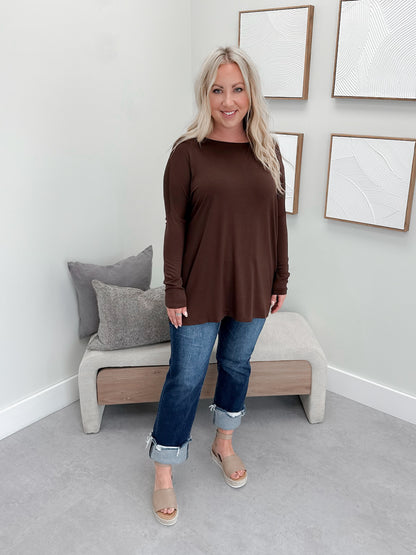 Shania Long Sleeve in Chocolate Brown