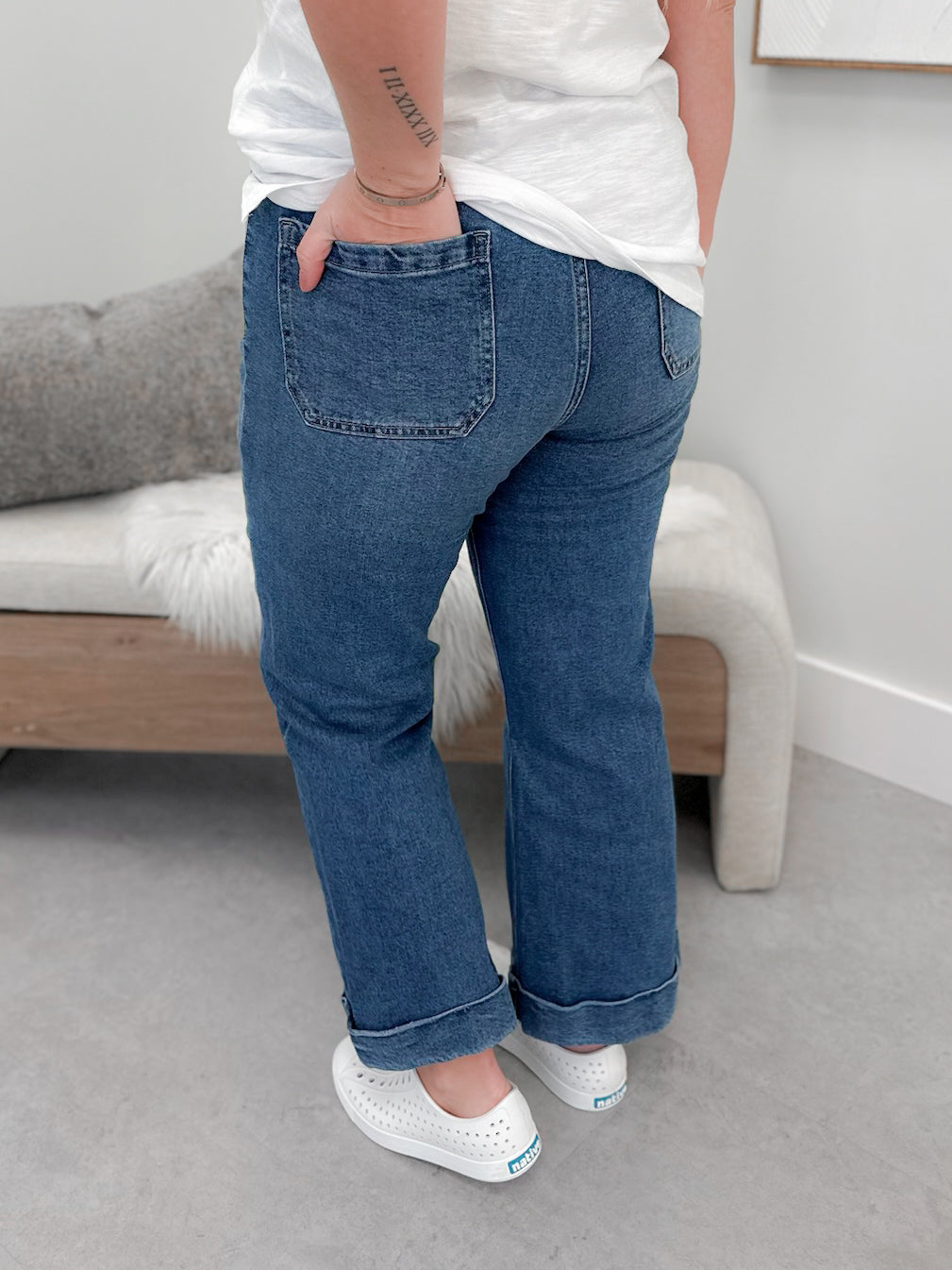 Sherry High Rise Crop Flare in Medium Wash by Kancan