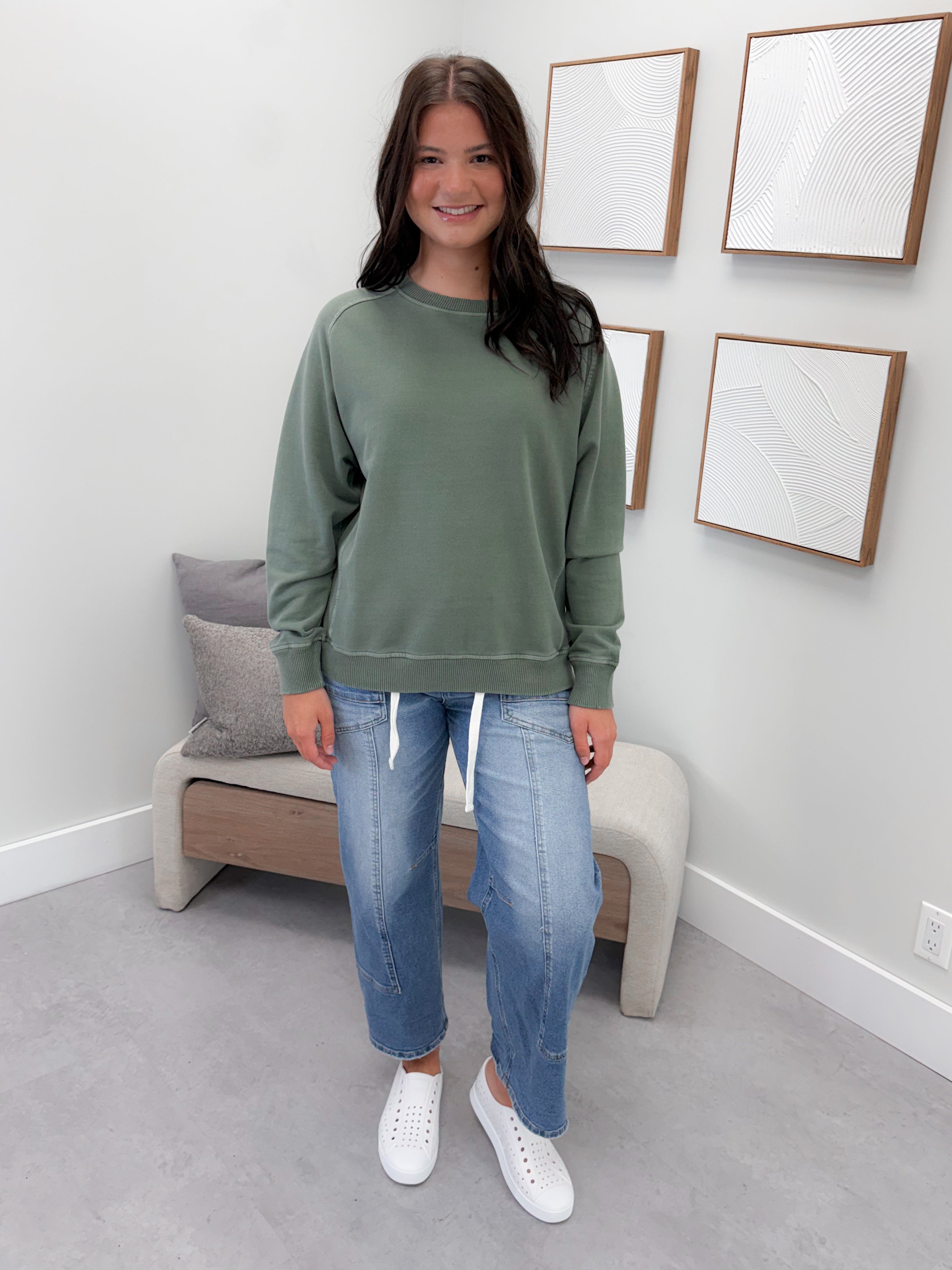 Keep It Simple Pullover in Olive