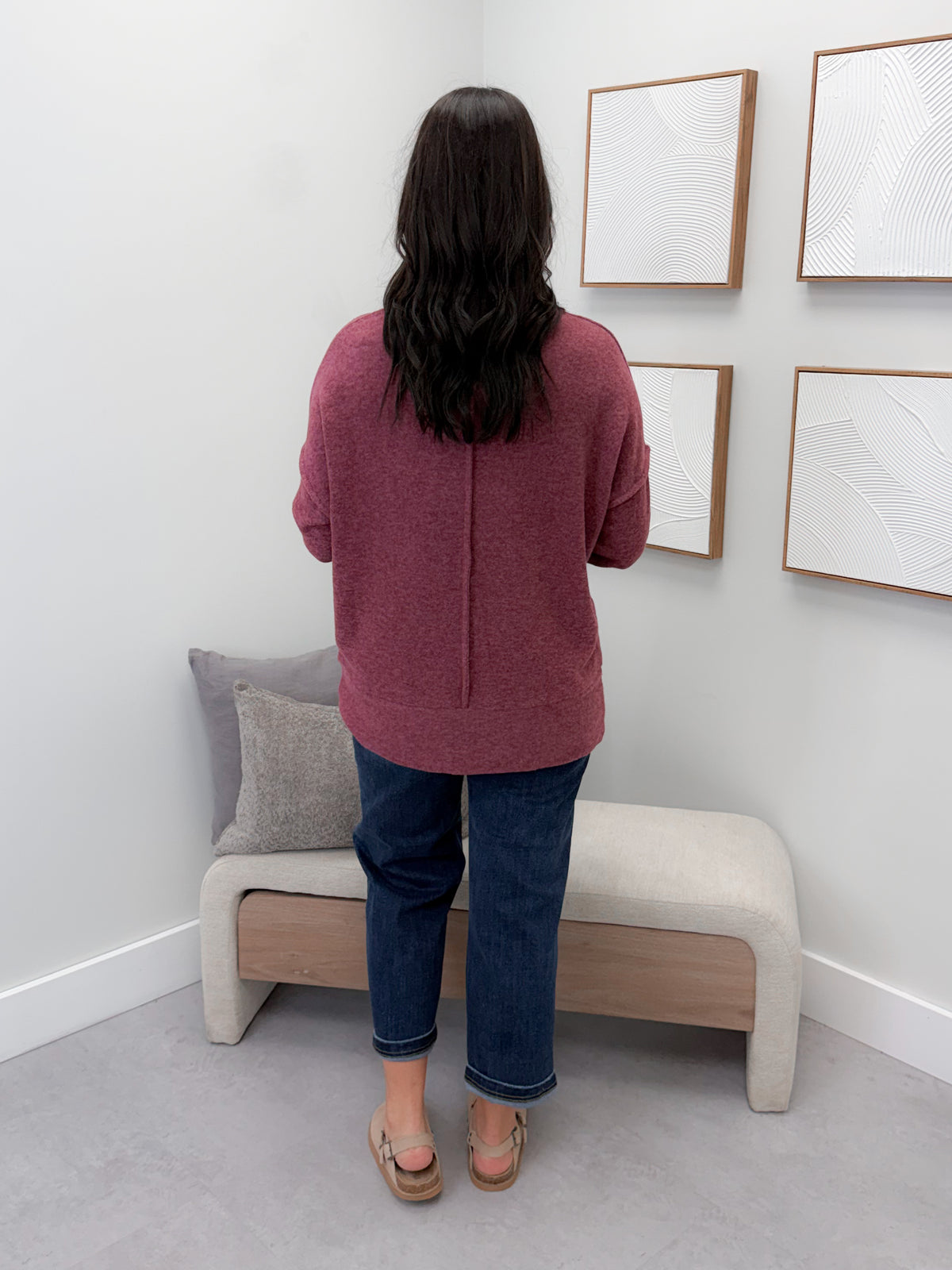 Denton Brushed Pullover in Eggplant