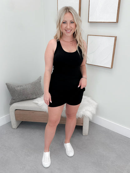 Savannah Romper Dress in Black