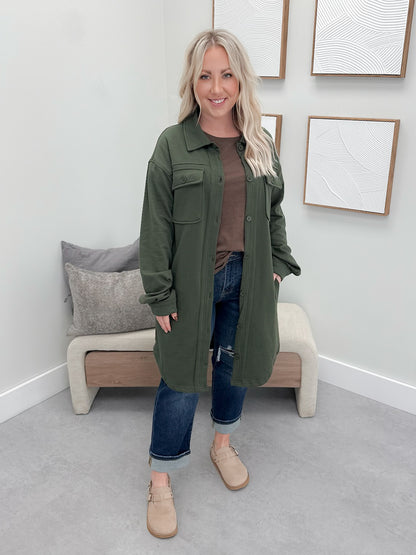 501 Shacket in Olive by Twenty Nine the Label