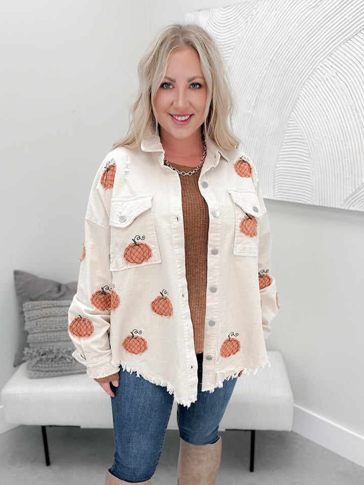 Pumpkin Patch Shacket in Cream