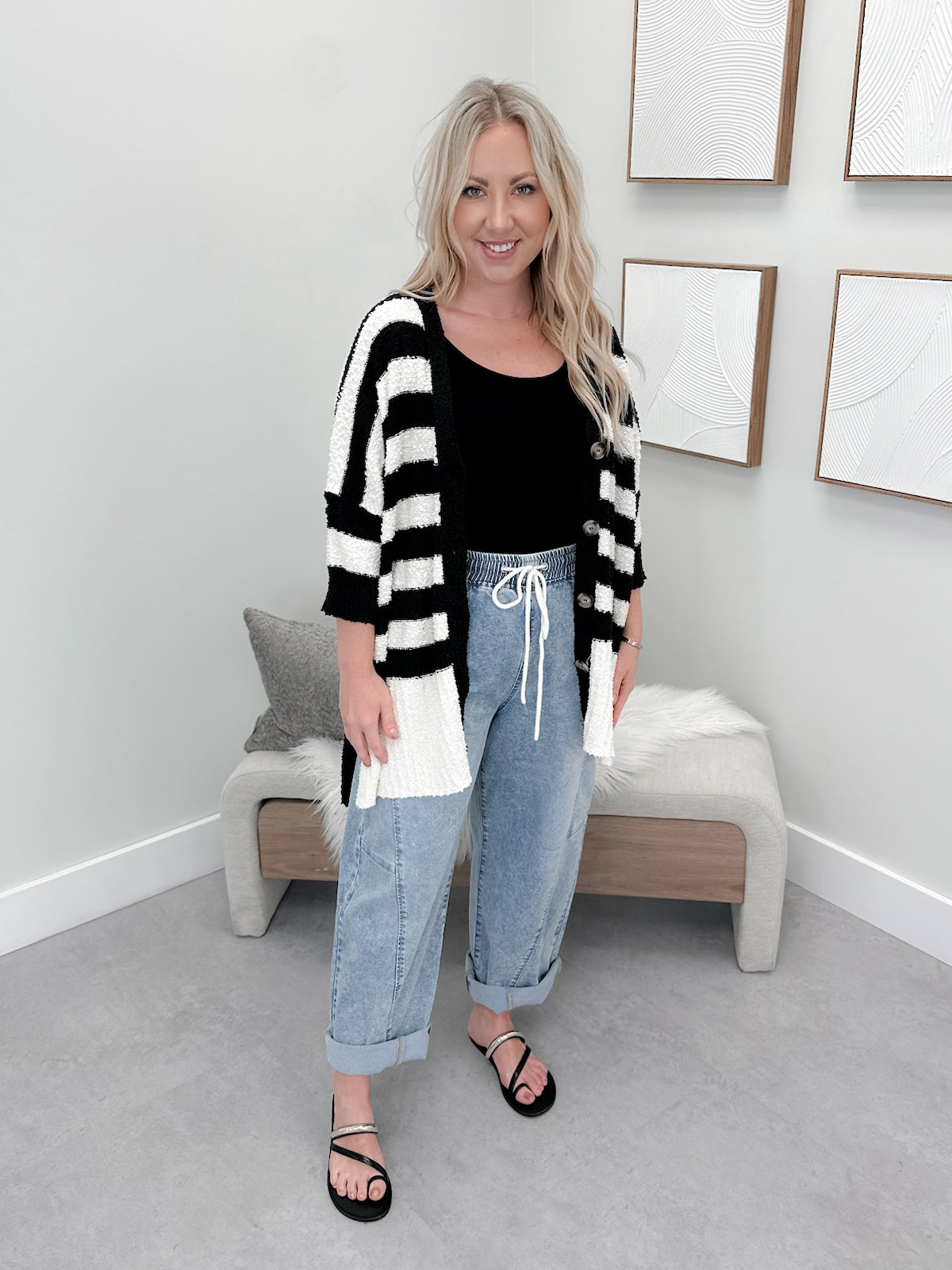 Kalista Cardi in Black Stripes