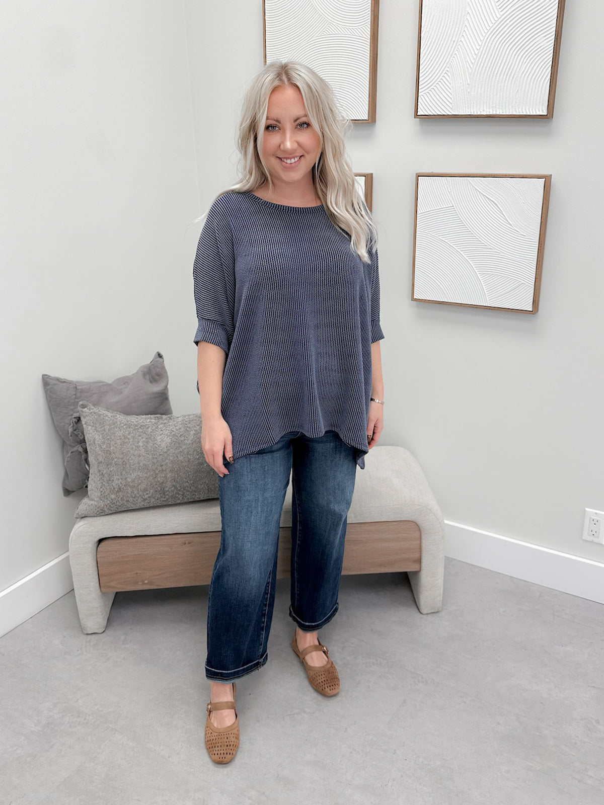 Winslet Wave Tee in Denim Blue